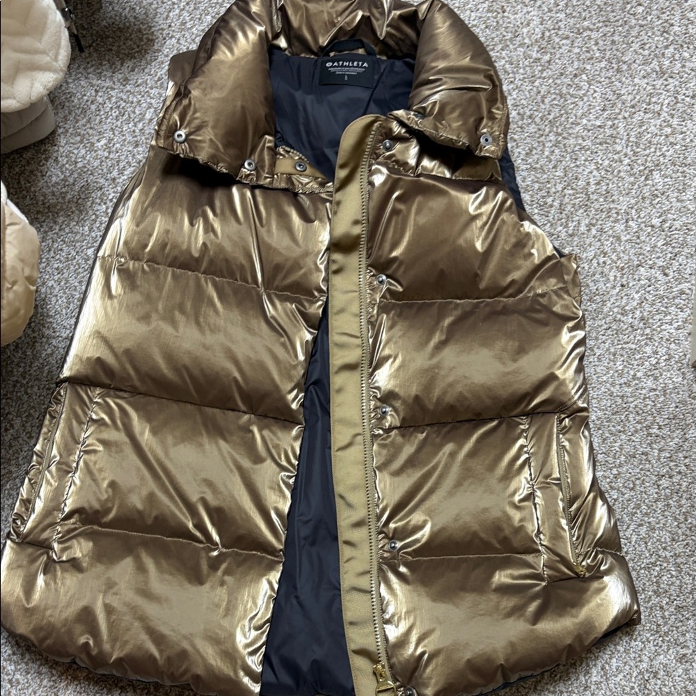 Athleta metallic  Gold Puffer Vest